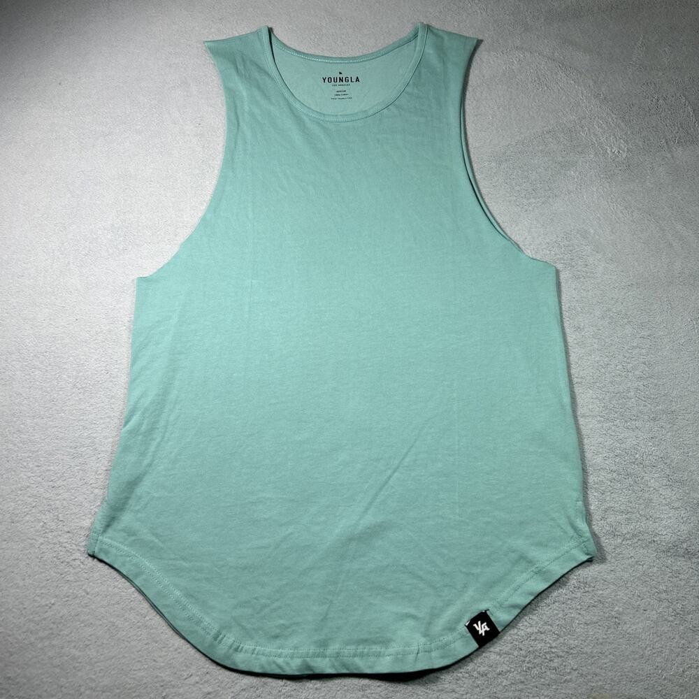 YoungLa Tank Top Sleeveless Shirt Mens Medium Loose Baggy Teal Gym Yoga Active